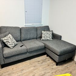 Modern Gray Reversible Sectional Couch