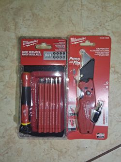 Milwaukee 8 in 1  1000V Insulated screwdriver  and 6 in 1 Press and flip knife