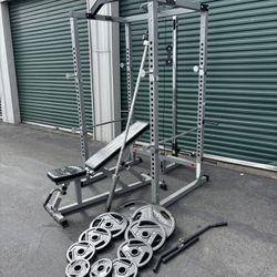 Gym Power Rack Weights Bar Lat Pull Down Bench 