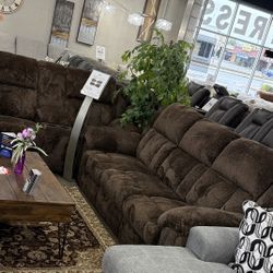 Available In Grey And White 2Pc Reclining Sofa Set