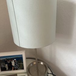 SET OF TWO: Silver Lamp W/ Mint Green Shade