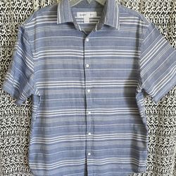 Men’s Size L Slim Fit Shirt Blue/White Stripes