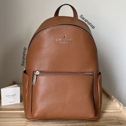 Kate Spade Leila Pebbled Leather Medium Dome Backpack Warm Gingerbread