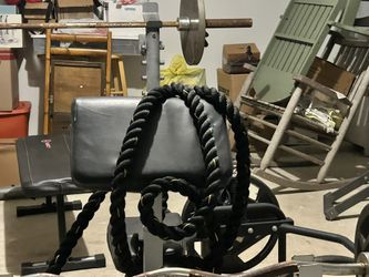 Weights, Weight Bench, Curl Bench, Curl Bar, Exercise Rope