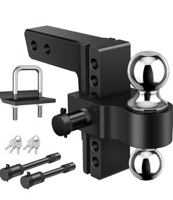 Kohree 6" Adjustable Trailer Hitch for 2" Receiver, Anti-Rattle Locking Heavy Duty, Dual Balls 2" and 2-5/16", 12,000lbs GTW, 2 Anti-theft Pins, Dro