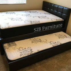 Full/twin Expresso Trundle With Orthopedic Mattress