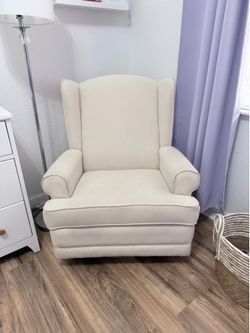 Storkcraft Serenity Wingback Upholstered Recliner Glider with USB Charging Port