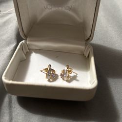 Real Gold Diamond Earrings With Gem