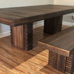 Living Spaces Dining Table With Bench