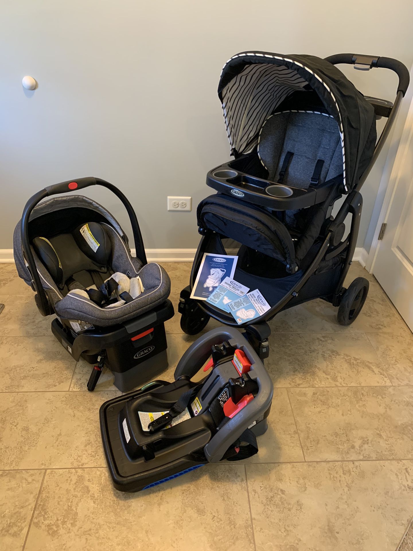 Graco modes travel system infant car seat carrier stroller and extra base EXCELLENT condition