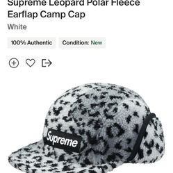 Supreme 2017 Leopard Polar Fleece Earflap Camp Cap White