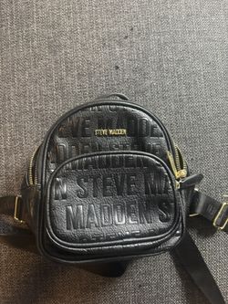 Steve Madden Backpack Purse Black Embossed Small 9in x 8in