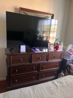 Bed frame, night stands and dresser