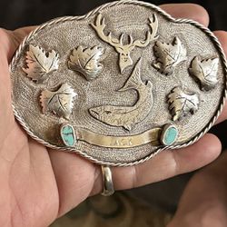 A Large Siz  Belt Buckle With Wonderful Design, The Materials Are Mix Of Silvers, 