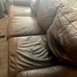 Real Leather Couch! For Sale! (Extremely Comfortable) Willing to Haggle On the Price!