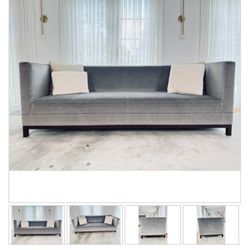 Custom Grey Upholstery Sofa With Throw Pillows