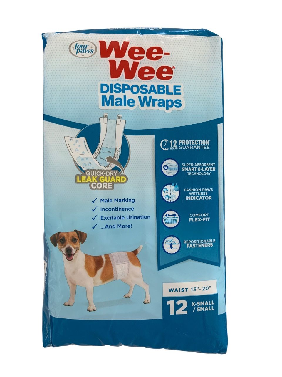 FOUR PAWS Wee Wee Disposable Male Dog Wraps X-small / Small 12 Count NWOT