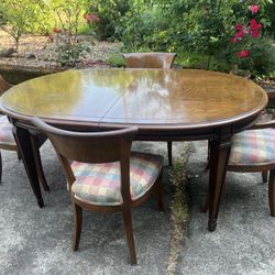 Hardwood Table With Protective Pad And Chairs