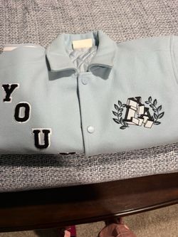 Light Blue Varsity Jacket with LA Crest