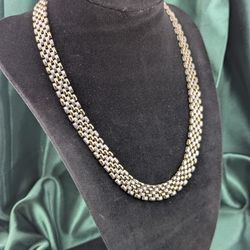 925 Gorgeous Reversible Two Tone Mesh Sterling Silver Necklace 