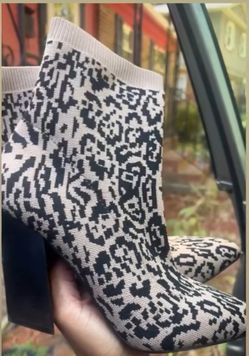 Printed knitted Western style Ankle boots