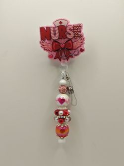 Red/Pink Nurse Alligator Badge Reel
