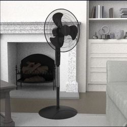 Utilitech 18-in 120-Volt 3-Speed Indoor Black Oscillating Pedestal Fan with Remote