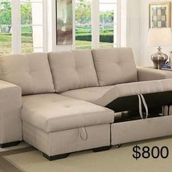 $50 down / New Sectional Couch 🛋 With Pullout Bed