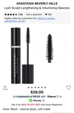 Anastasia Beverly Hills Lash Sculpt Lengthening & Volumizing Mascara 10ml/0.34 fl. oz.