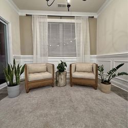 Restoration Hardware Deconstructed Shelter Armchairs (Pair) - Belgian Linen