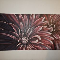 WALL ART PICTURE 30X60 CANVAS WHITE  BLACK MARROON