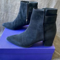 STUART WEITZMAN Black Suede Zippered Bootie Size 7.5