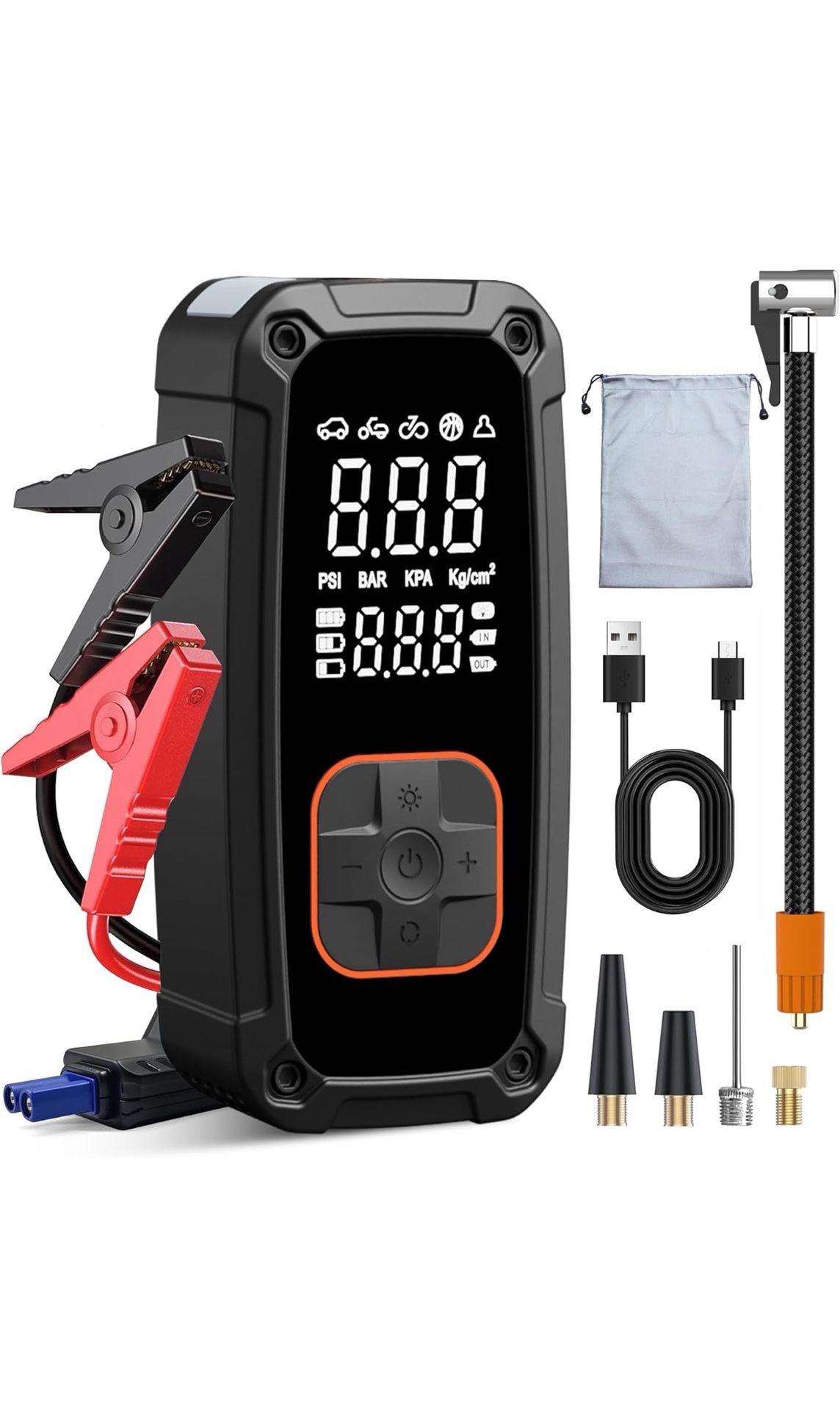 Tire Inflator Portable Air Compressor with Jump Starter