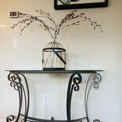 Beautiful Iron/ Tempered Glass 48” Long Console Table. Great Condition $80