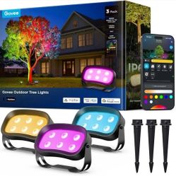 Govee Outdoor Tree Lights 3-Pack, RGBWIC LED Landscape Lighting, Outdoor Lights for Yard Garden Patio, 66 Scene Modes for Holiday Party and Event, App