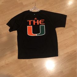 Mens Adidas XL Black Shirt Miami Hurricanes “THE U”