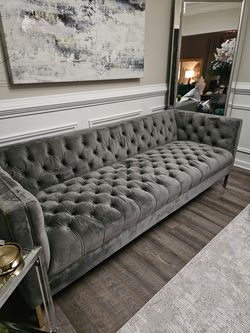 Grey suede sofa