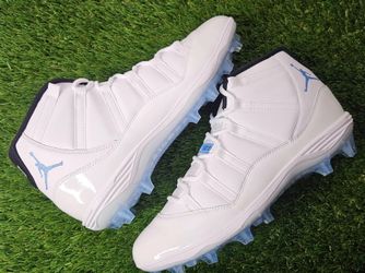 Jordan 11 TD Football Cleats White Columbia Blue Size 9.5 BRAND NEW