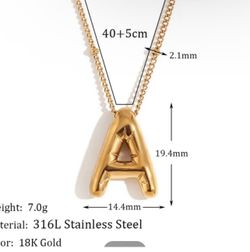 Fine Jewelry New Letter Necklace “A”New   Will include a bag