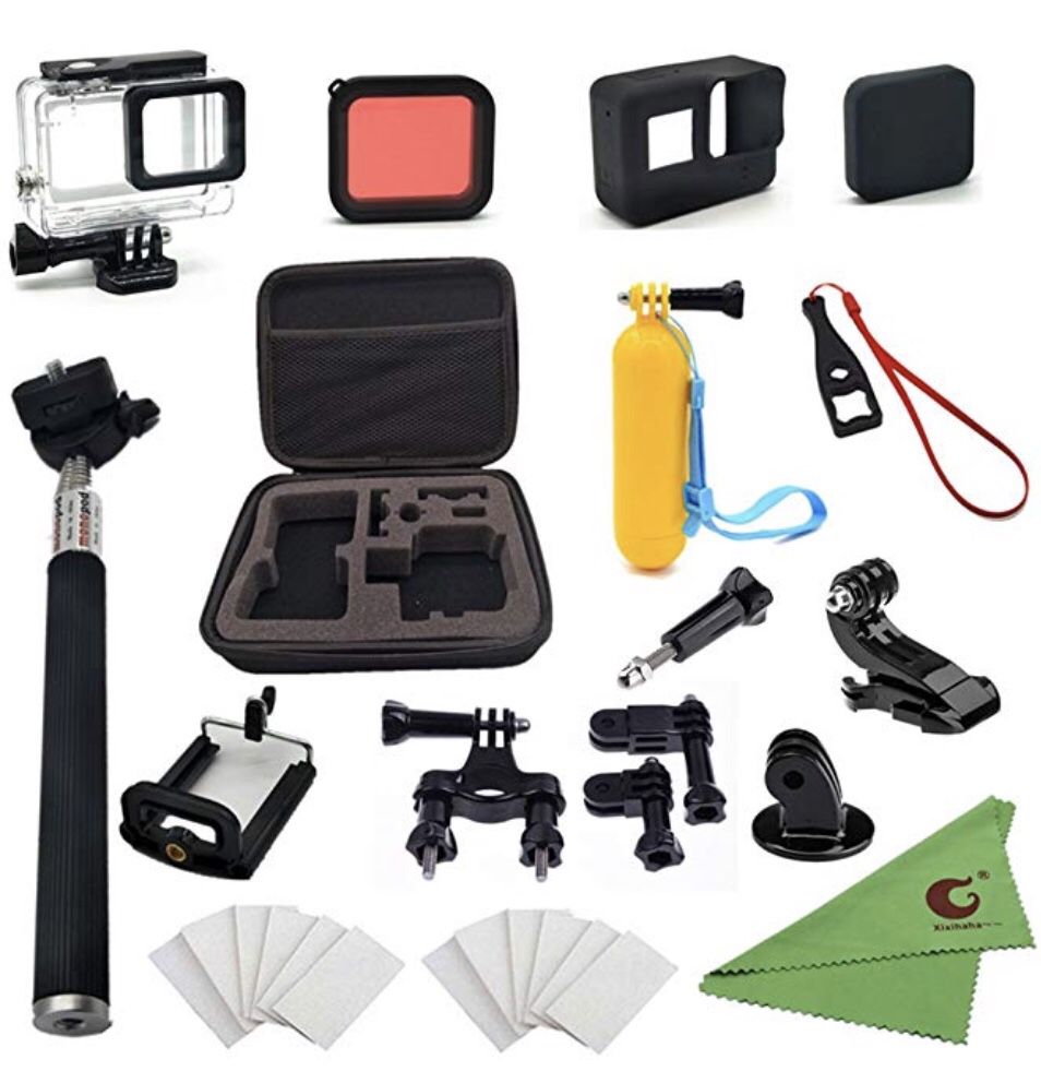 28 in 1 Accessories Kit for GoPro Hero7/6/5 Action Video Camera Waterproof Case Storage Bag Bike Mount Selfie Stick Diving Filter Silicone Protective