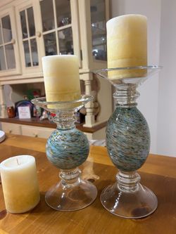 Blown Glass Decorative Candle Holders with Candles