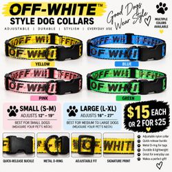 🐾 OFF-WHITE Style Adjustable Dog Collars 🐾
