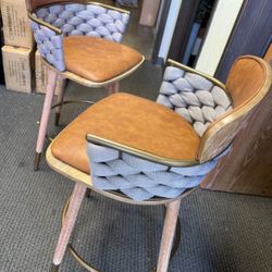 24 Inch Bar Stool with Faux Leather Seat (Set of 3)