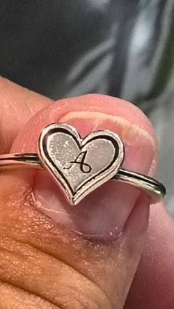 James Avery Silver Delicate Heart "A" Initial Ring Size 8.5