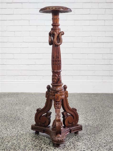 Tall Ornate Victorian Carved Wood Dried Flower/Plant Pedestal – Rare Taller Version
