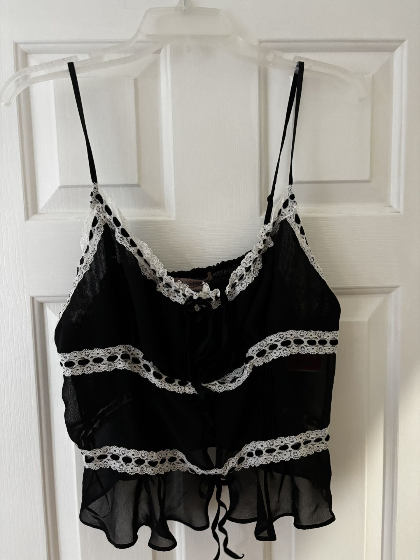 Paris Hilton Brand Black And White Lace Top Size Large
