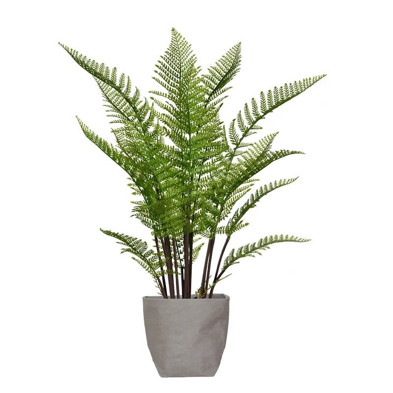 {ONE} Abingt 42” faux fern. Overall: 42” x 28” W x 28” D. Color: green/brown. Paper bag pot holder: gray. MSRP: $158. Our price: $95 + Sales tax