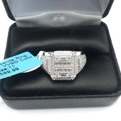 925 Sterling Silver 1.84CT MOISSANITE Men’s Ring Size 11