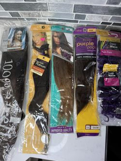 one synthetic and four 100% human hair wavy and straight