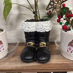 Santa’s Boots Plant Decor